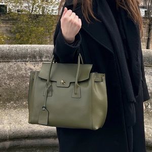 New Blue Lemon Paris Leather Gabriella purse satchel in gray